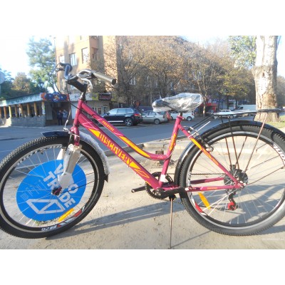Велосипед Discovery Prestige WOMEN 26 2019 (бордово-оранжевый с розовым)