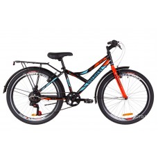 Велосипед Discovery Flint MC 24 2019 (с багажником) черно-синий с оранжевым