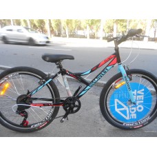 Велосипед Discovery Flint 24 2019 (6 скоростей) черно-синий с оранжевым