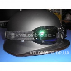 Шлем каска с очками (черный матовый)