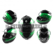 Шлем трансформер HELMO (mod:FL258) (size:S, черно-зеленый)